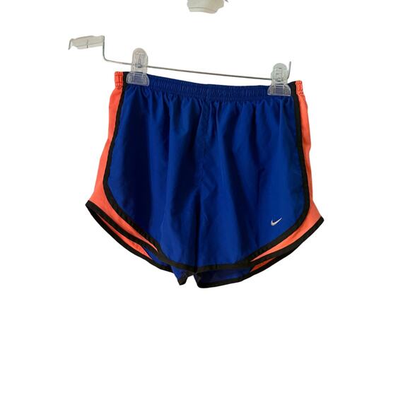 Nike Women's Size Medium Blue/Orange DriFit Running Shorts - Picture 1 of 3